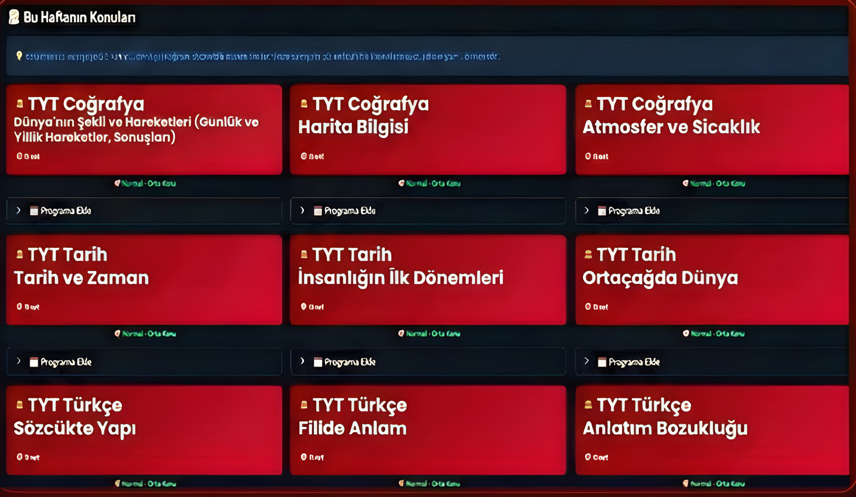 Haftalık Program