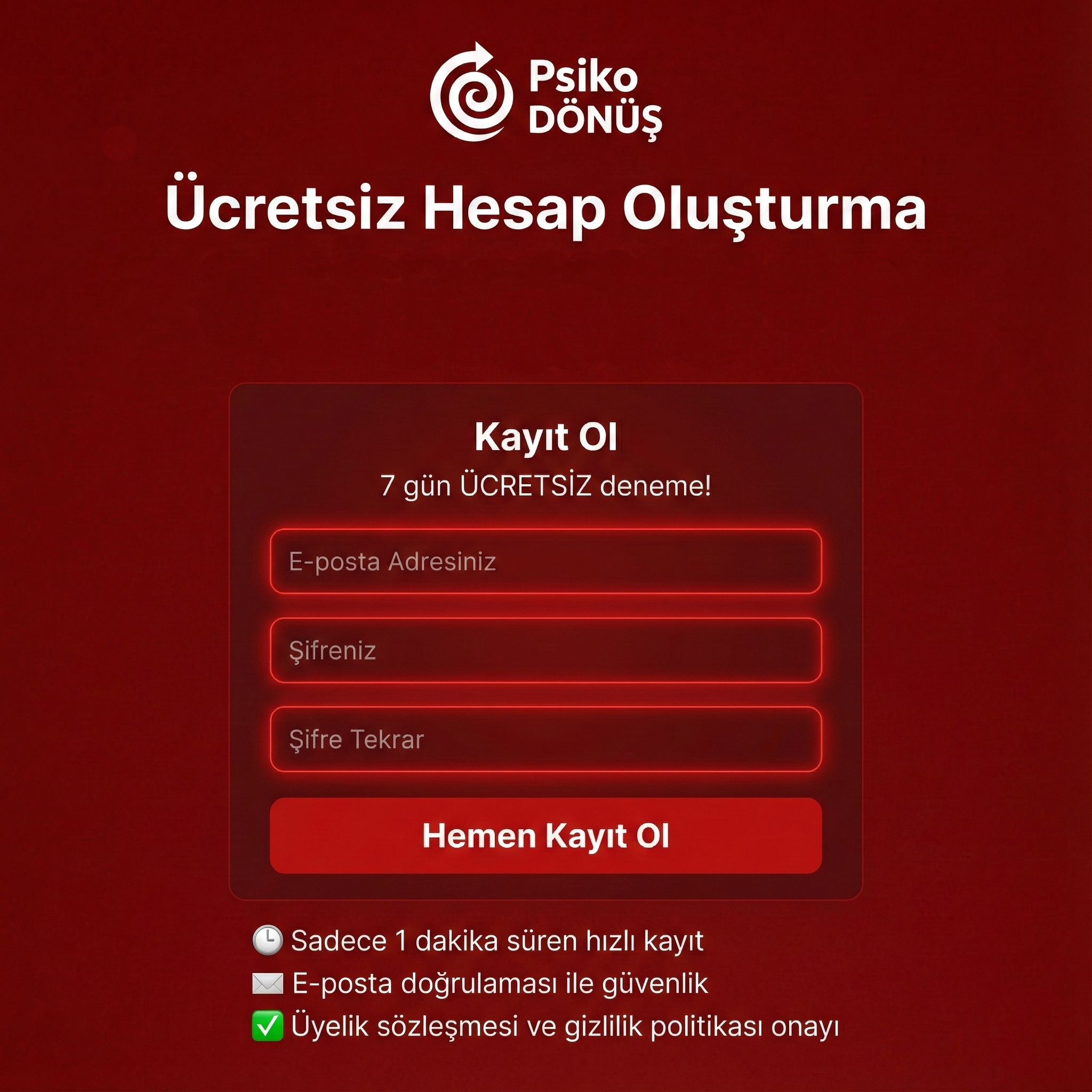 Ücretsiz Hesap Oluşturma